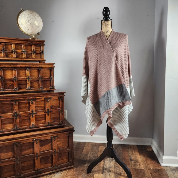 Vince Camuto Open-Front Mauve Sweater Wrap One Size - Picture 2 of 7